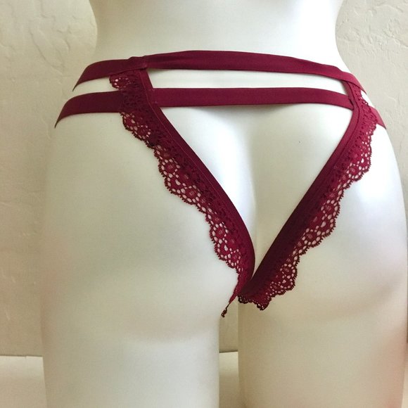 Victoria Secret LUXE BANDED Panty CROTCHLESS RED - Picture 8 of 8